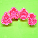 4pcs christmas cookie biscuit plunger cutter mould fondant cake mold baking M&O
