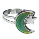 Moon and Star Shape Color Change Emotion Feeling Mood Ring Changeable Band