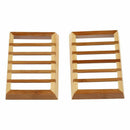 2pcs Wooden Soap Dish Holder Tray Wood color V4S6