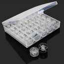 Bobbin Box Storage With 25 Empty Bobbins For Sewing Machine Clear Case Spools LJ