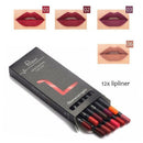 pudaier 12pcs Makeup Matte Lip Pencil Cosmetic Kit Waterproof Long Lasting  O2E6