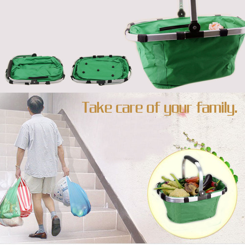 Folding Collapsible Reusable Portable Market Shopping Tote Picnic Basket Stock