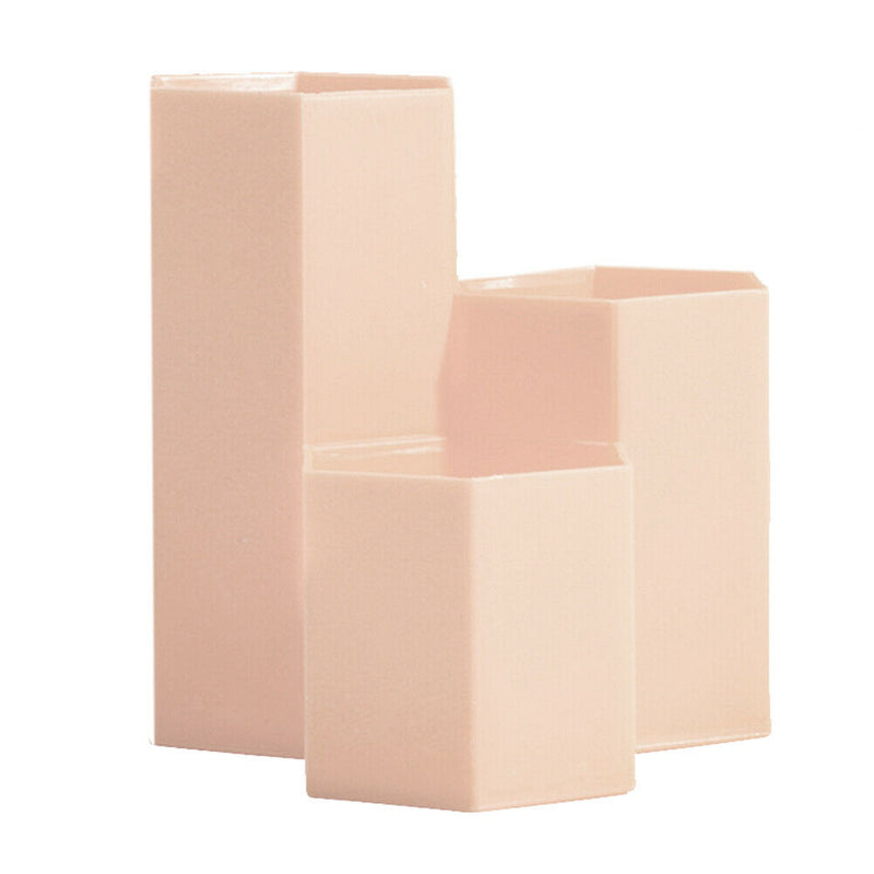 3 Lattices Makeup Brush Storage Box Cosmetics Pen Holder Organizer (Pink) A