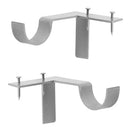 2PCS Curtain Rod Bracket Single/Double Curtain Rod No Drilling Single_Silver
