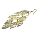 Multi Layer Bohemian Tassel Golden Leaf Dangle Earrings J5D3