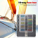 Plastic Cover Fuse Box Holder LED Indicator 10 Ways Blade Block for Car Boat
