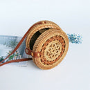 Female Round Rattan Bag Slung Shoulder Bag Ladies Bohemian Hand-Woven Straw