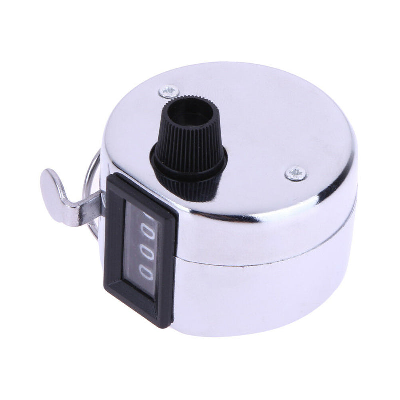 Digital Hand Held Tally Metal Counter 4 Digit Number Manual Clicker Golf Chrome