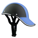 Baseball Style Motorcycle Bike PU Leather Helmet Hat Visor Open Face Blue