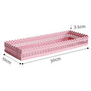 Sweetgo Pink Rectangle Cupcake Tray Hollow Out Race Edge Metal Stand Cake A