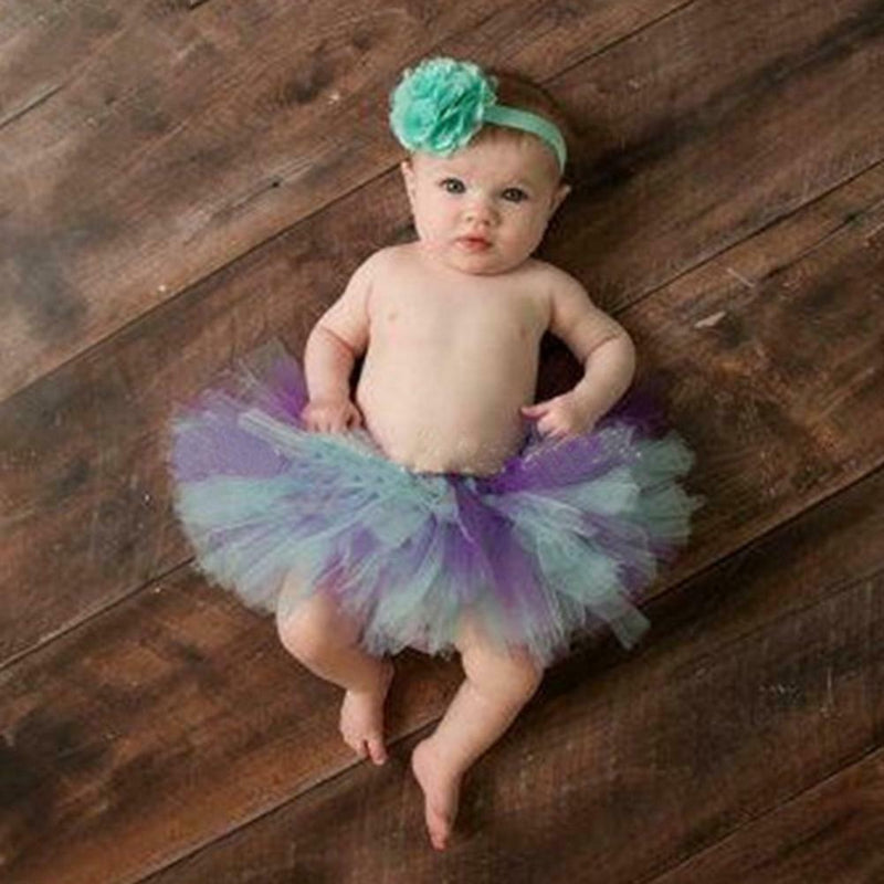 2pcs Baby Gauze Tutu Skirt Headband Set Newborn Photography Props (NO.26)