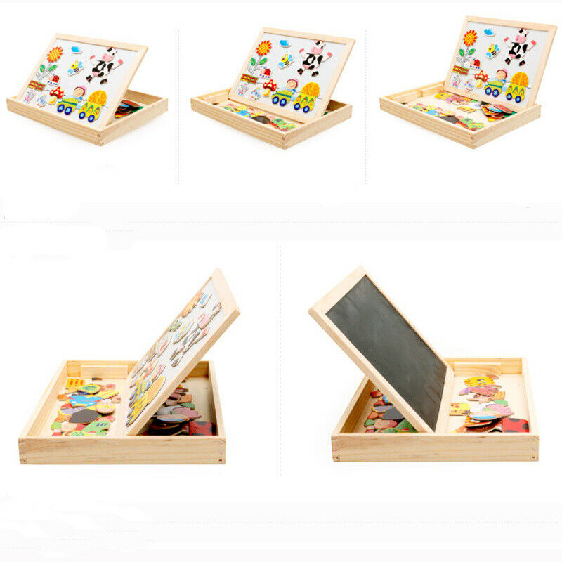 Kids Magnetic Drawing Board Wooden Children Puzzles Educational Puzzle T HTR
