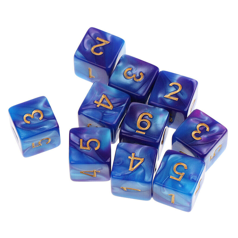 10 D6 Polyhedral Dice For  Table Games Blue