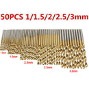 50PCS HSS Cobalt Twist Drill Bits HSS-Co For Hard Metal Stainless Steel 1mm-3mm