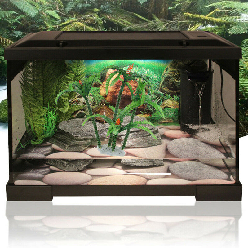 Green Terrarium Lifelike Plant Decorative Ornament for Reptiles Amphibians Fish