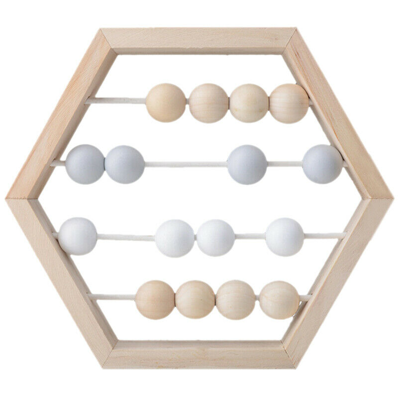 Nordic Style Natural Wooden Abacus With Beads Craft Baby Early Learning Edu J6N4