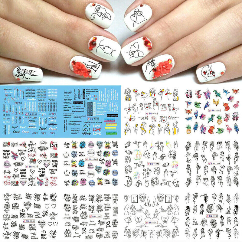 Abstract Art Design Mixed DIY Nail Art Water Transfer Stickers Decals Manicure