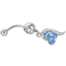 1pc Rhinestone Crystal Heart Barbells Navel Belly Bar Button Ring Body PiercB6H8