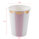 Gilding High-end Disposable Tableware Set Pink Striped Paper Plates Cups Na N8Z4