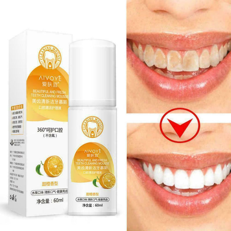 60ml Orange Teeth Cleaning Mouth Fresh Whitening Dental Foam Tooth 2019 D6A7