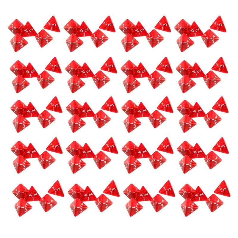 100 Dice Multi-Played D4 Dice for Role Playing Games - Red