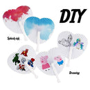 Set of 24 Handheld Fan Paper Folding Heart Shaped round fans for paper fans B9B4