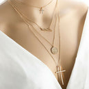 Fashion Women Multilayer Cross English Letter Pendant Choker Necklace Jewe BX