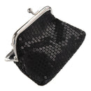 Women's Sequins Coin Purse Buckle Mini Wallet(black)