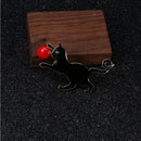 New Enamel Black Cat Playing Ball Brooch Collar Pins Animal Corsage Jewelry  OZ
