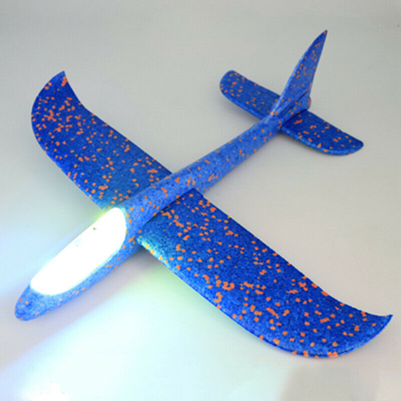 48Cm Hand Throw Lighting Up Flying Glider Plane Glow In The Dark Toys Foam  A5F7