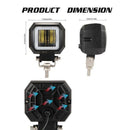 2Pcs 3 Inch 6000K 40W White Fog Light 10-80V Dc Waterproof Square Led Angel