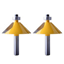 2pcs Woodworking 8mm Shank Carbide Bit 45 Degree Bevel Angle Cutte