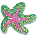 50pcs Starfish 2 Holes Wooden Buttons