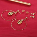 3 Pairs Shell Seastar Ear Stud Round Circle Earrings Wedding Jewelry Gift A