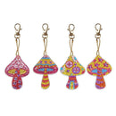 4pcs/set DIY Special-shaped Diamond Painting Mushroom Keychain Key Rings