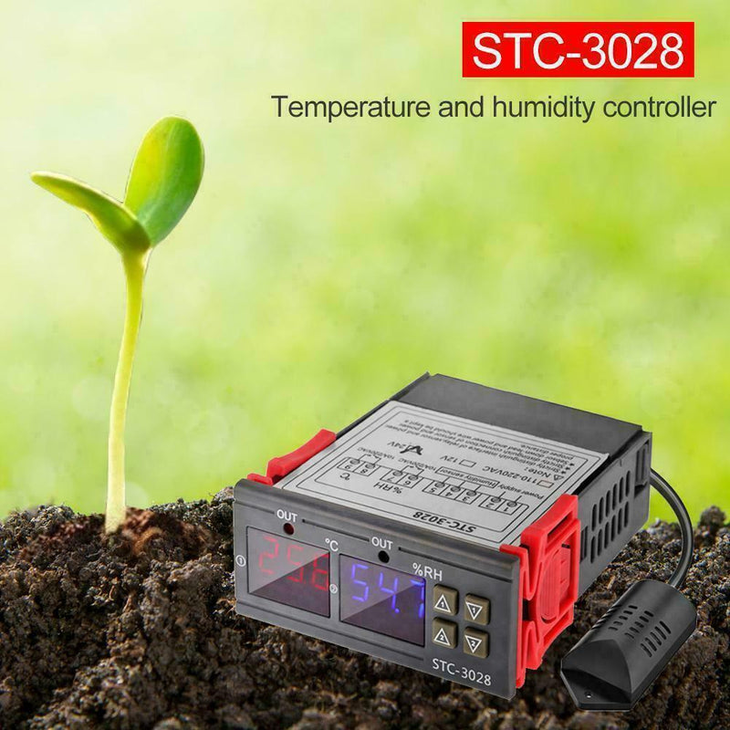 STC-3028 AC110-220V Dual LCD Temperature Humidity Controller Thermostat T3M5
