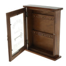Decorative Key Rack Wooden Key Cabinet with 6 Hooks-Brown