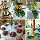 12 pcs Table Flag Tropical Palm Leaf Emulation Leaf Hawaii Themed Party Wed G9C9