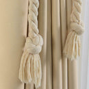 2pcs Cotton Hemp Knitted Curtains Tied Rope Braided Curtains Buckle Strap