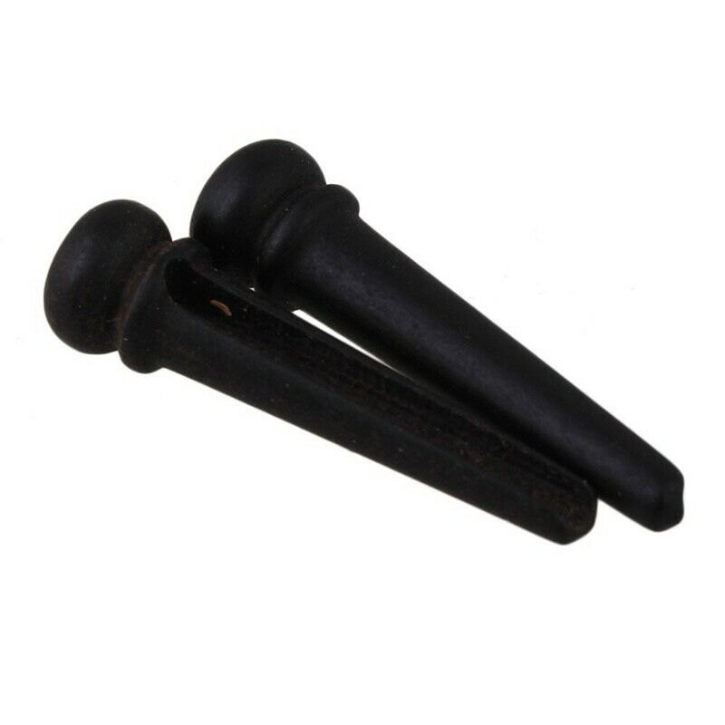 6Pcs Black Ebony Shell Guitar Bridge Bone Pins Set with Green Abalone Dot F