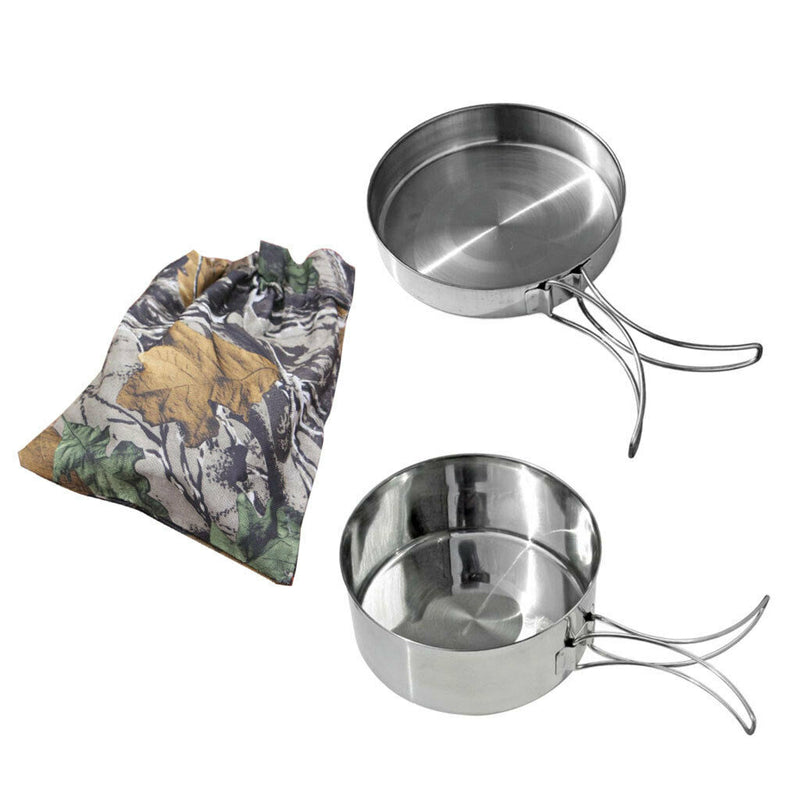 2 Pieces Camping Pot and Pan Set, Non-Stick Backpacking Cookware Mess Kit for