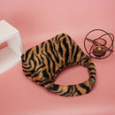 Women Winter Fur Handbag Plush Soft Shoulder Underarm Bag (Brown Zebra)