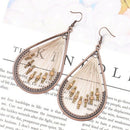Bohemian Retro Water Drip String Dangle Hanging Drop Earrings With Beads Fo A9D1