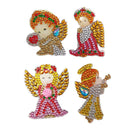 4pcs DIY Full Drill Diamond Paintng Girl Angle Style Special Shape Keychain Gift