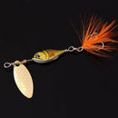 5pcs Fishing Lure Spoon Bait Fish Hook Tackle Rotate Sequins Feathers