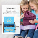 Retro Wooden Blue Hand Cranked Music Box Kid Child Birthday Gift Home Decor