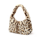 Women Winter Fur Handbag Plush Soft Shoulder Underarm Bag (Yellow Leopard)