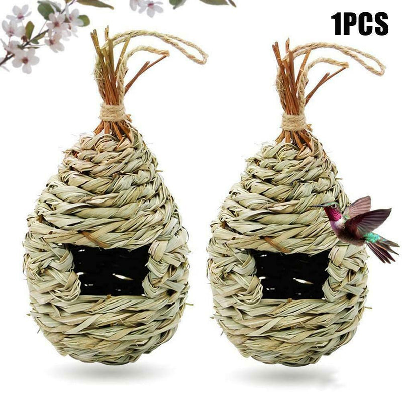 Hanging Bird House Natural Fiber Finch Bird Nest Hut Outdoor Cage