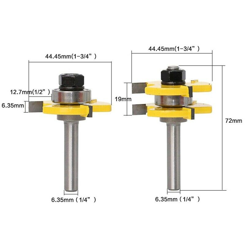 Router Bit Set, 3Pcs 1/4-Inch Shank Tongue And Groove Router Bit And Revers H1B4