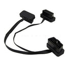 16 Pin OBD2 Male To Double Female Splitter Flat Thin Connector Extension C AZL